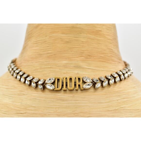 Christian Dior Vintage Logo Choker Necklace Revolution Crystal Authentic Y2K - Picture 2 of 12